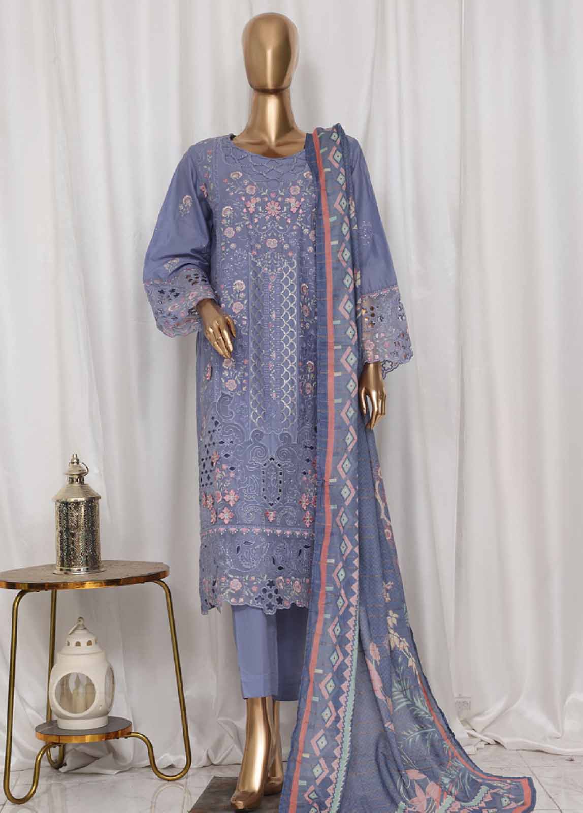 Bin Saeed Fabric - LF-143C- 3 Piece Luxury Embroidered Stitched Suit