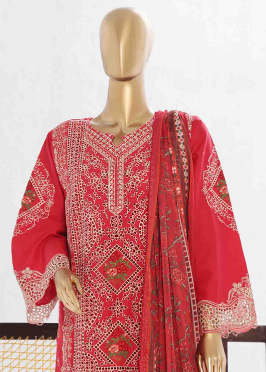 LF-0144 R- 3 Piece Luxury Embroidered Stitched Suit