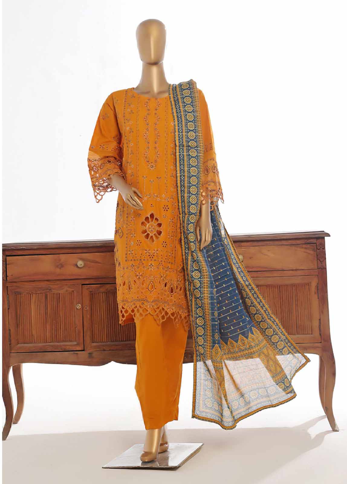 Bin Saeed Fabric - LF-145B- 3 Piece Luxury Embroidered Stitched Suit