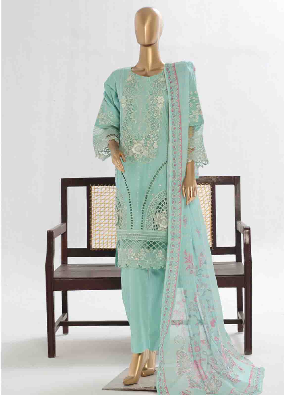 Bin Saeed Fabric - LF-149 F- 3 Piece Luxury Embroidered Stitched Suit