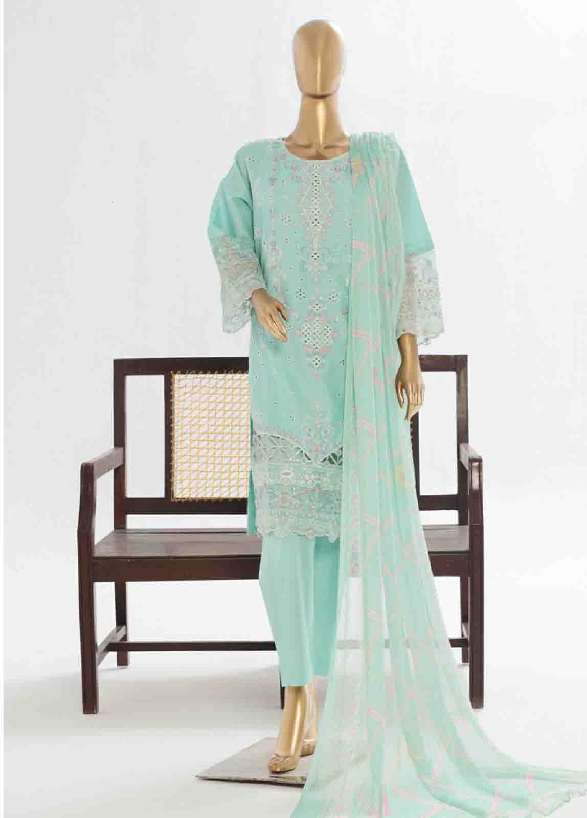 Bin Saeed Fabric - LF-149 R- 3 Piece Luxury Embroidered Stitched Suit