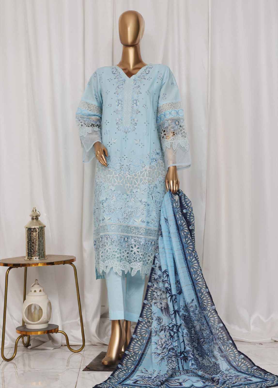 Bin Saeed Fabric - LF-150C- 3 Piece Luxury Embroidered Stitched Suit