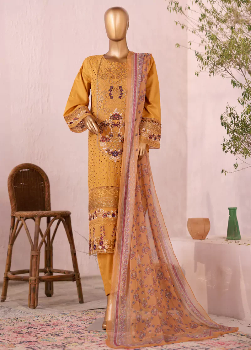 LF-2534-EMB- 3 Piece Luxury Embroidered Stitched Suit
