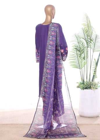 3 Piece Purple Color Embroidered Lawn Shirt with Embroidered Trouser & Dupatta
