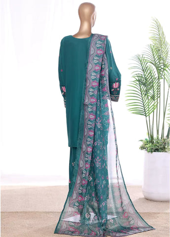3 Piece Sea Green Color Embroidered Lawn Shirt with Embroidered Trouser & Dupatta