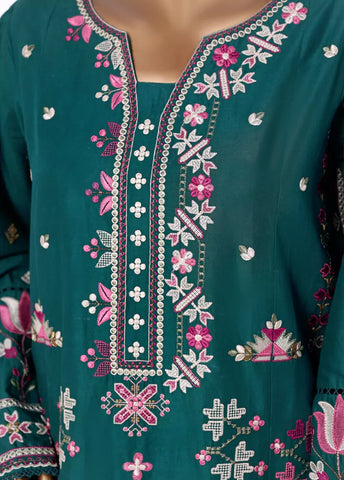 3 Piece Sea Green Color Embroidered Lawn Shirt with Embroidered Trouser & Dupatta