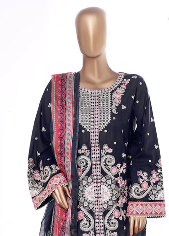 3 Piece Blue Color Embroidered Lawn Shirt with Embroidered Trouser & Dupatta