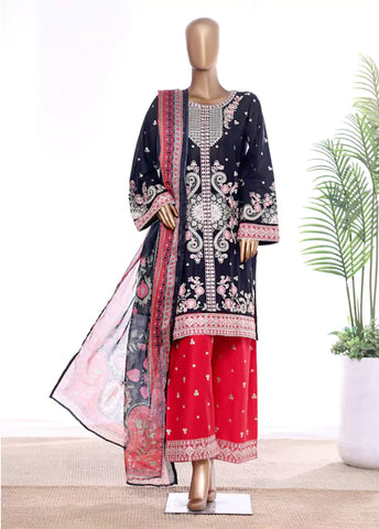 3 Piece Blue Color Embroidered Lawn Shirt with Embroidered Trouser & Dupatta