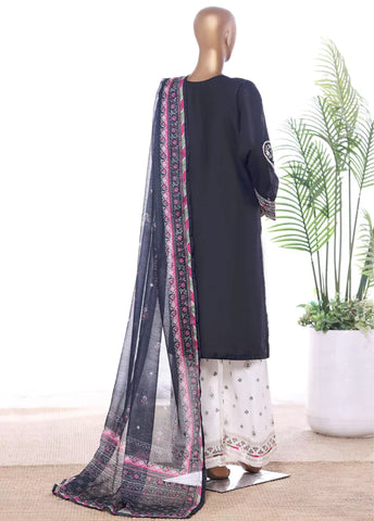 3 Piece Navy Blue Color Embroidered Lawn Shirt with Embroidered Trouser & Dupatta