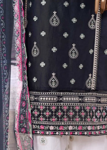 3 Piece Navy Blue Color Embroidered Lawn Shirt with Embroidered Trouser & Dupatta