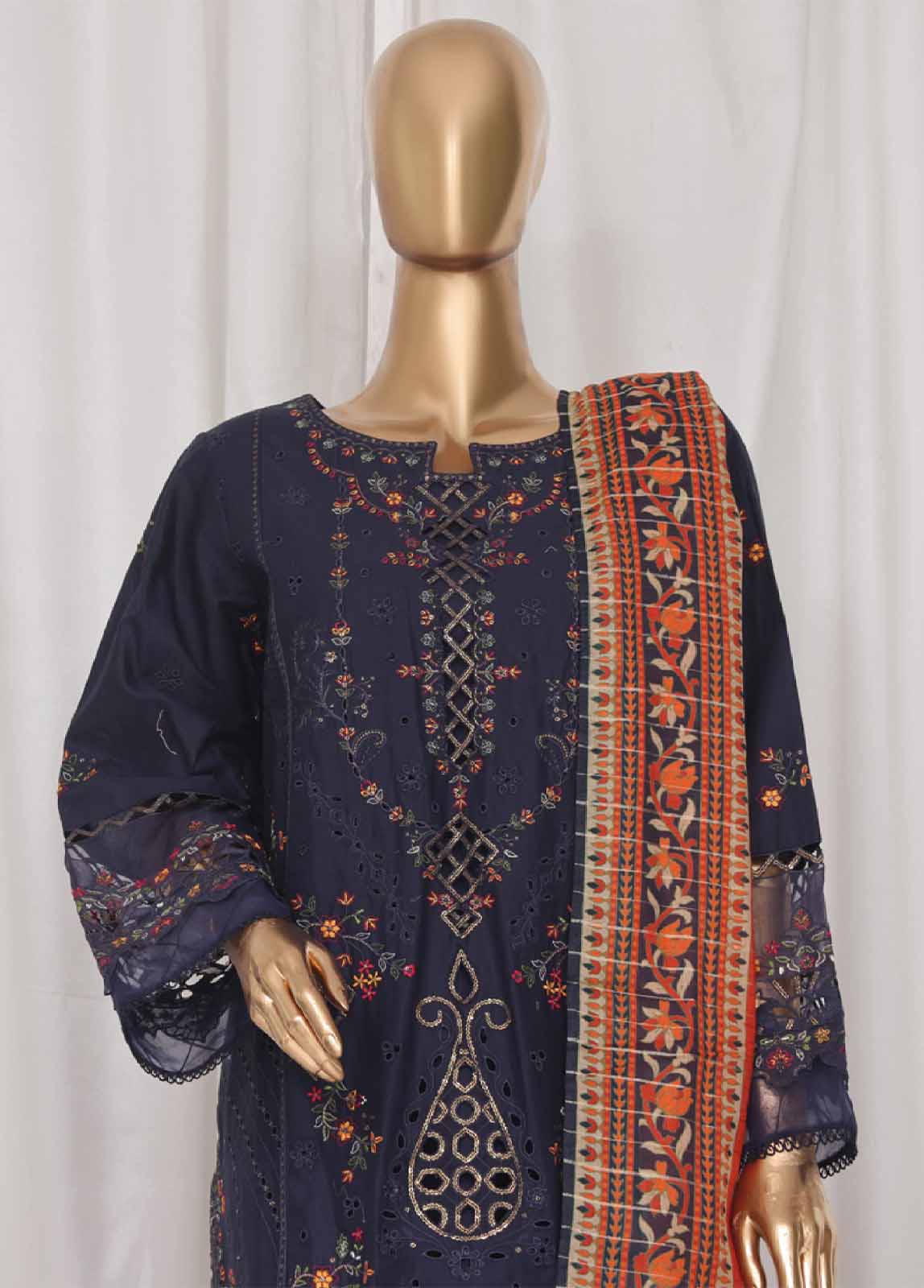 Bin Saeed Fabric - LF-46B- 3 Piece Luxury Embroidered Stitched Suit