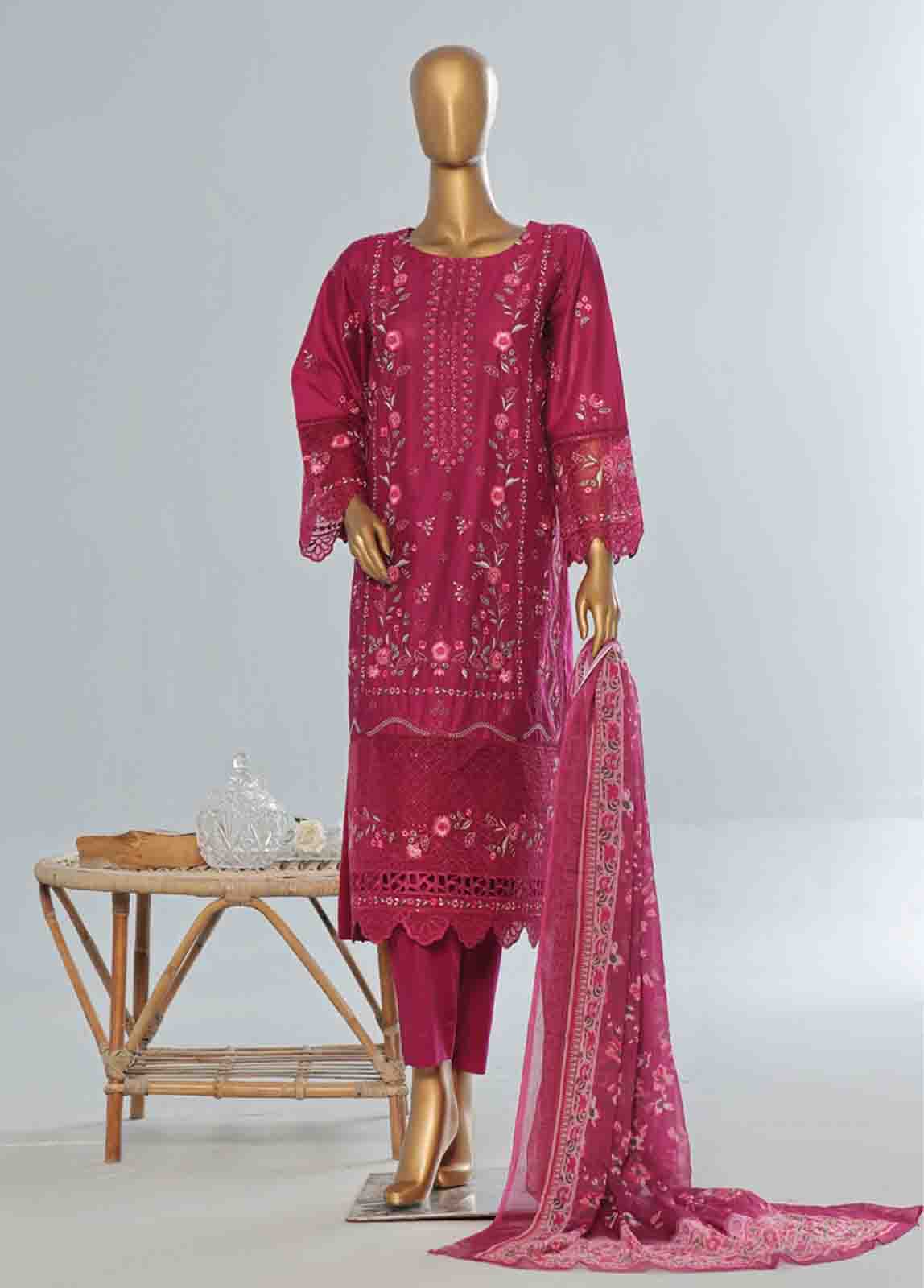 Bin Saeed Fabric - LF-CE-009 B- 3 Piece Embroidered Stitched Suit