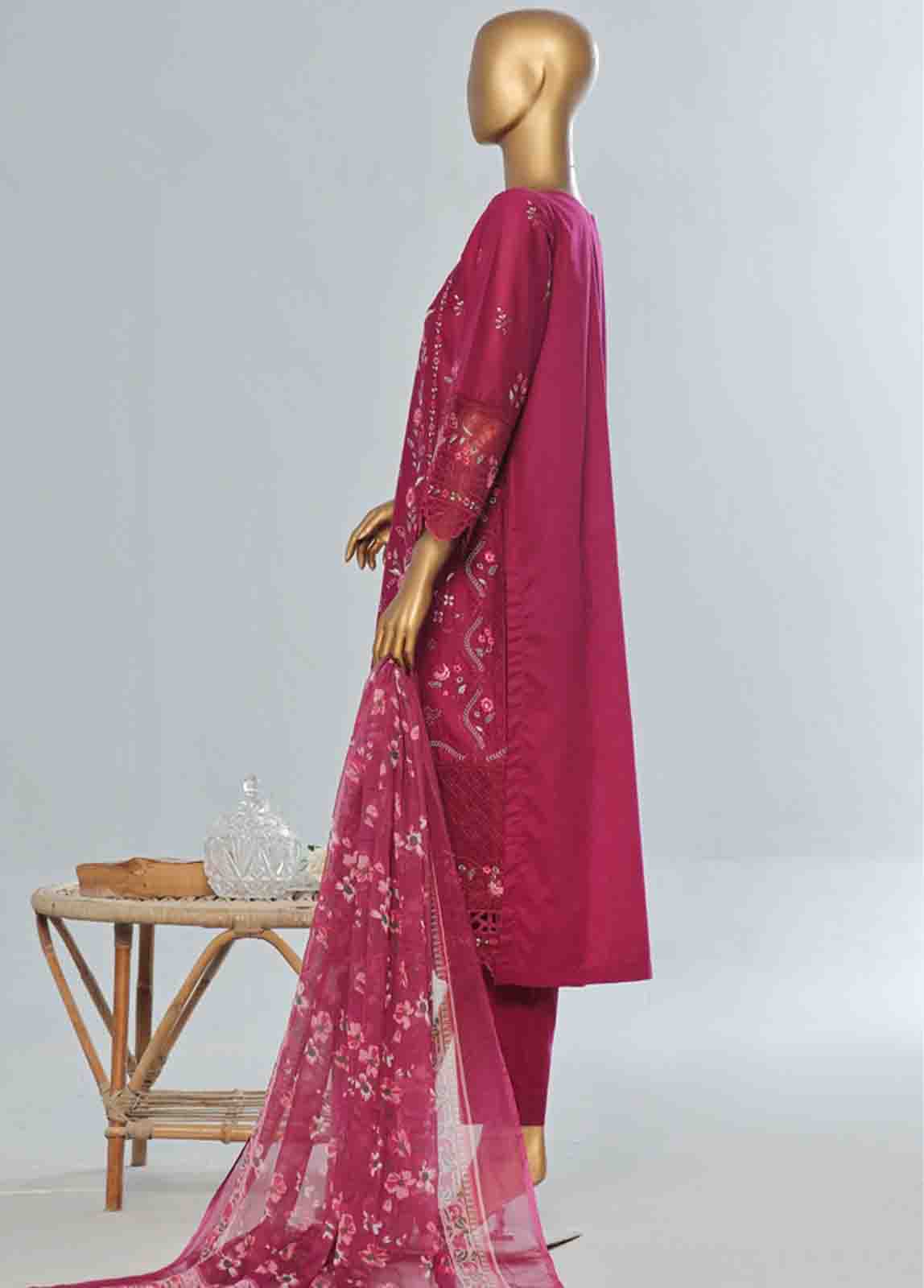 Bin Saeed Fabric - LF-CE-009 B- 3 Piece Embroidered Stitched Suit