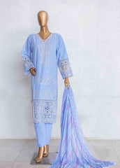 LF-CE-0110 C -3 Piece Printed Embroidered Cotton Suit