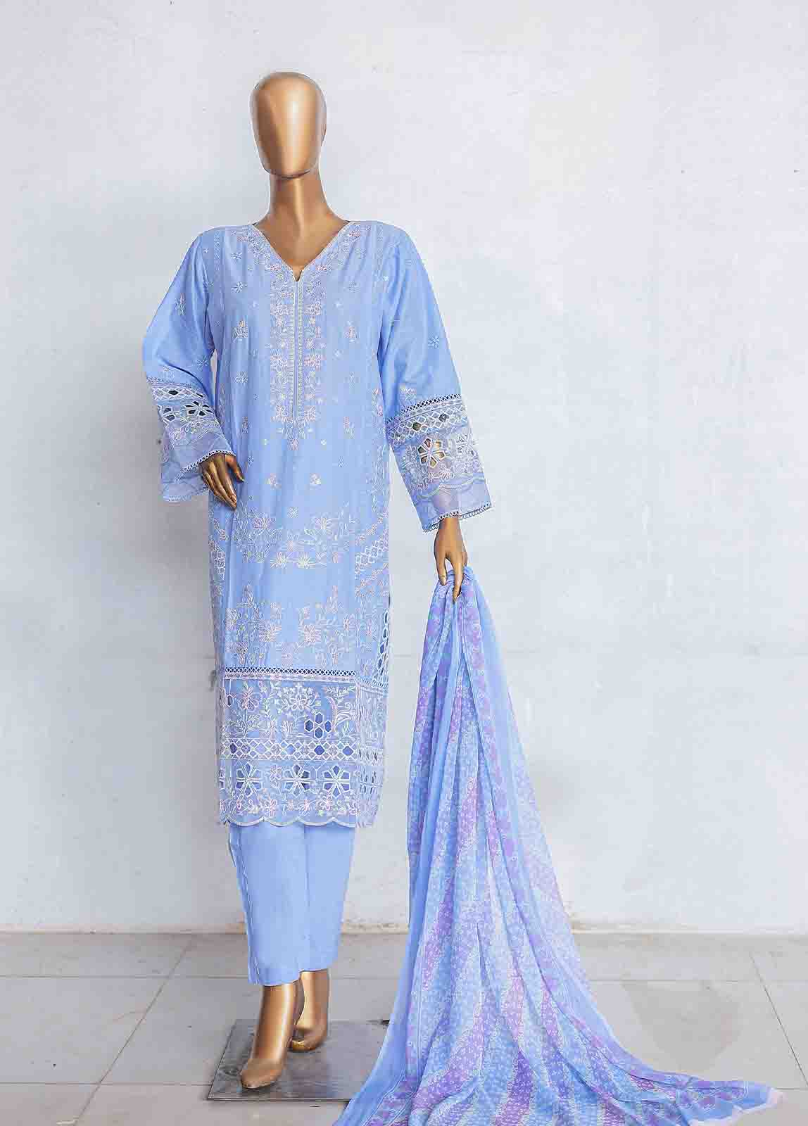 Bin Saeed Fabric - LF-CE-0110 C -3 Piece Printed Embroidered Suit