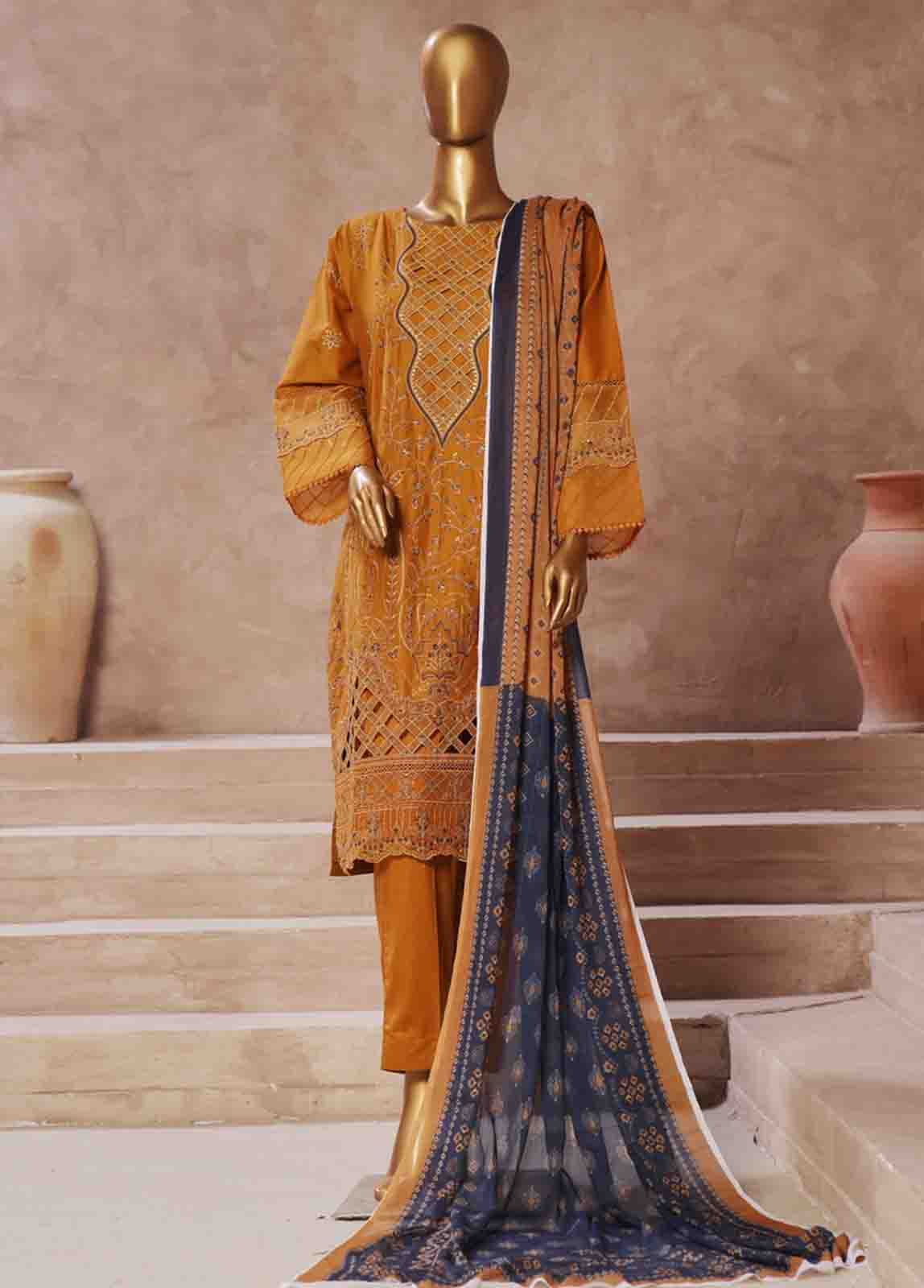 Bin Saeed Fabric - LF-CE-021 A- 3 Piece Embroidered Stitched Suit