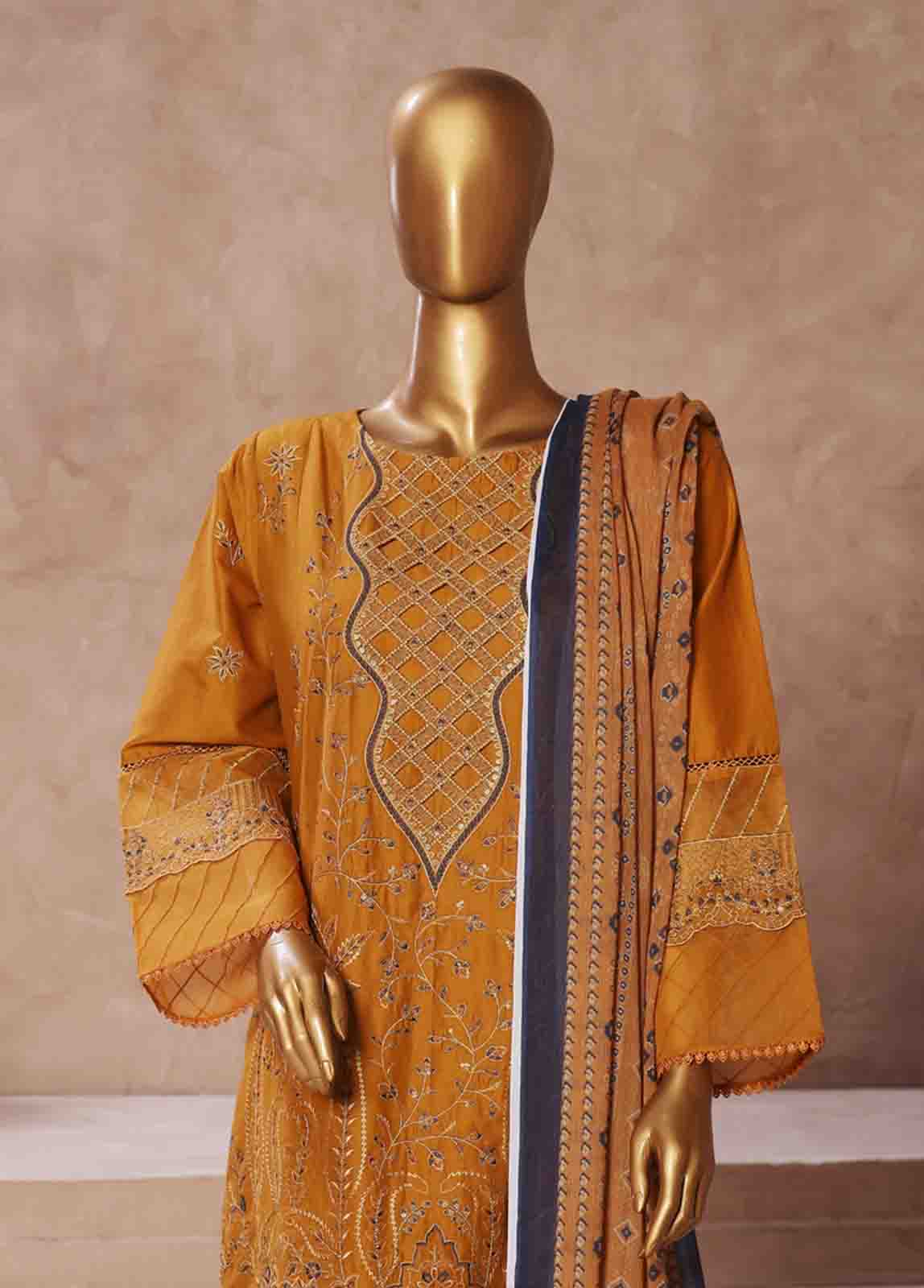 Bin Saeed Fabric - LF-CE-021 A- 3 Piece Embroidered Stitched Suit