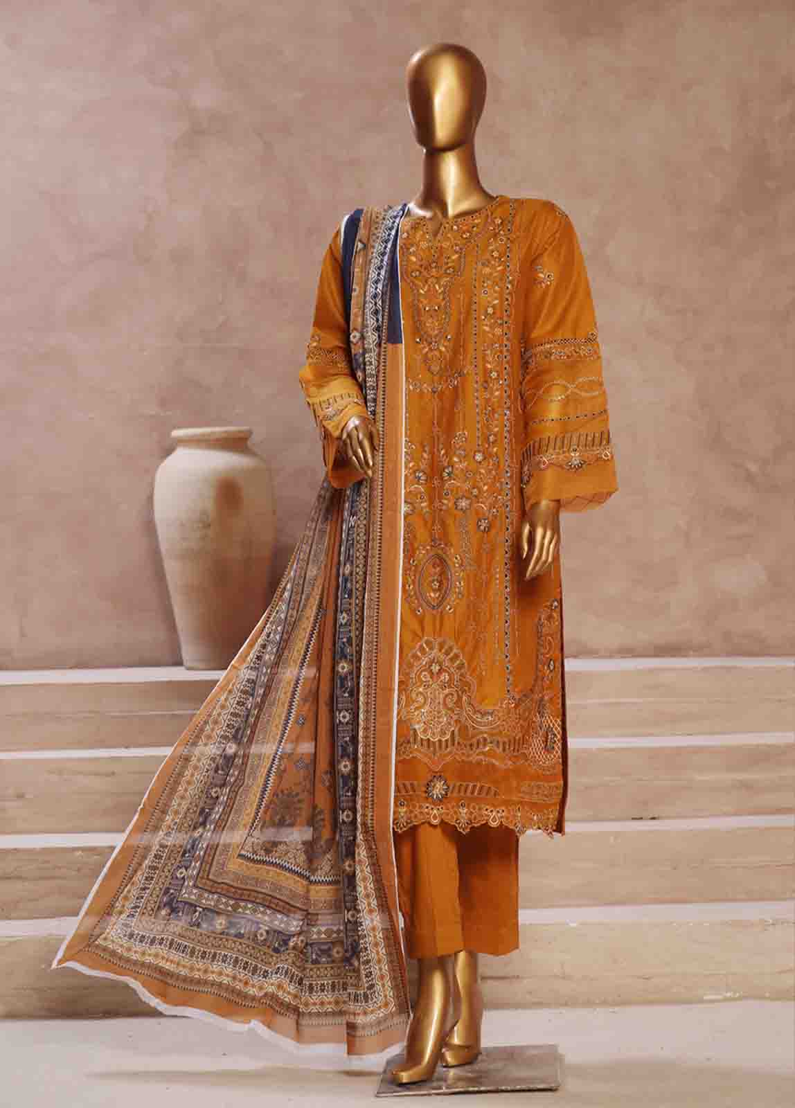 Bin Saeed Fabric - LF-CE-021 B- 3 Piece Embroidered Stitched Suit