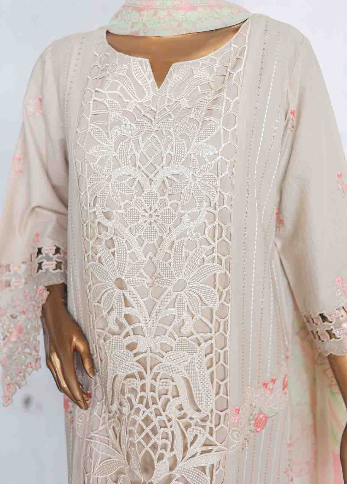 Bin Saeed Fabric - LF-CE-031 -3 Piece Printed Embroidered Cotton Suit