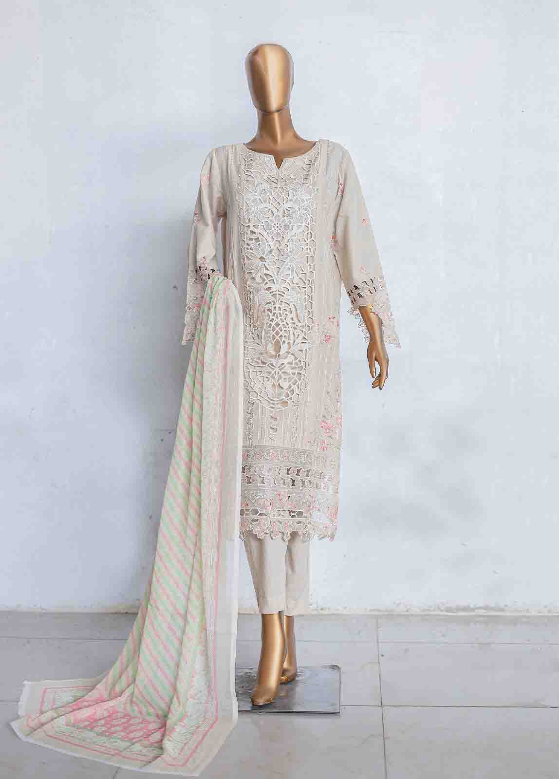 Bin Saeed Fabric - LF-CE-031 -3 Piece Printed Embroidered Cotton Suit