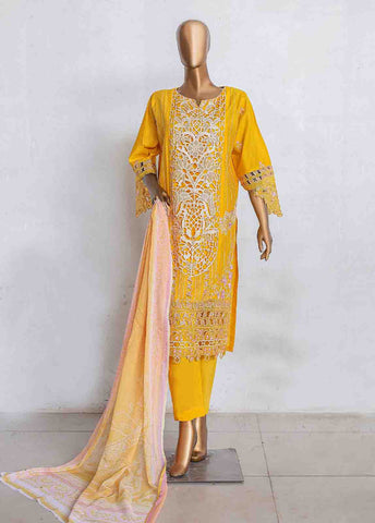Bin Saeed Fabric - LF-CE-040 -3 Piece Printed Embroidered Cotton Suit