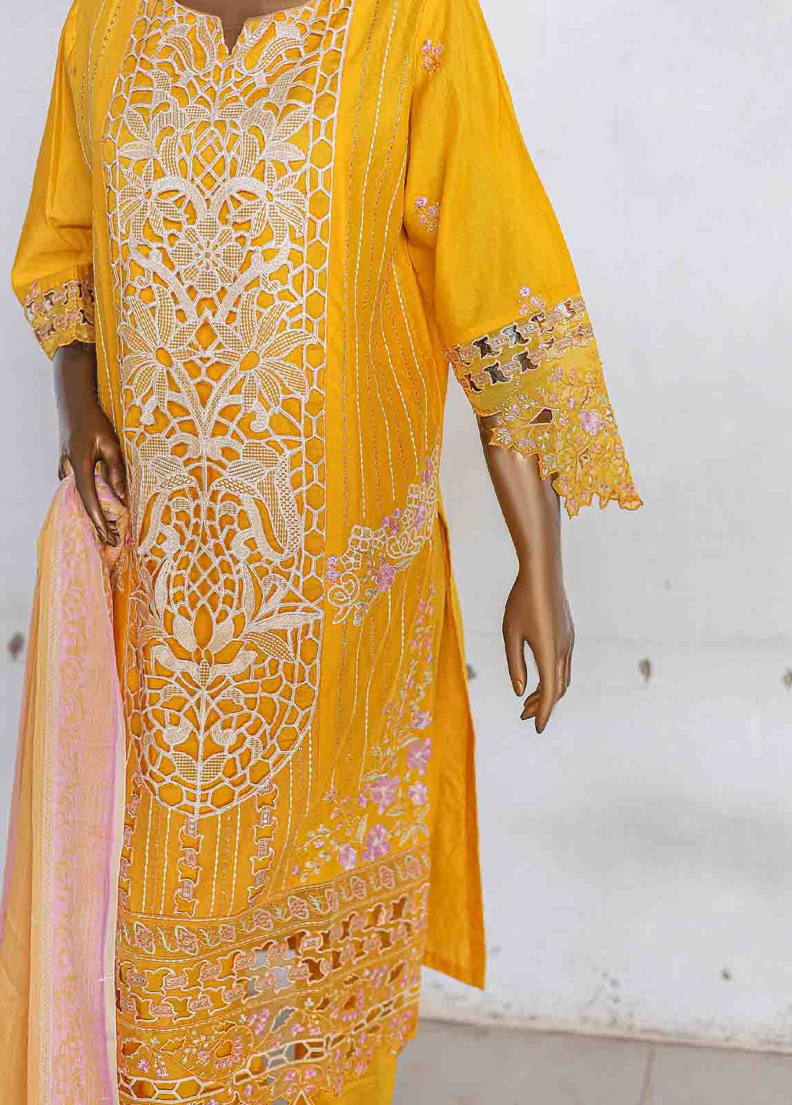 Bin Saeed Fabric - LF-CE-040 -3 Piece Printed Embroidered Cotton Suit