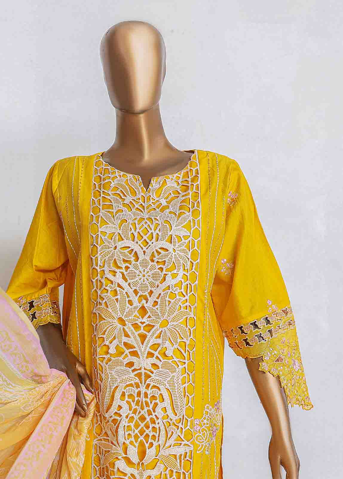 Bin Saeed Fabric - LF-CE-040 -3 Piece Printed Embroidered Cotton Suit