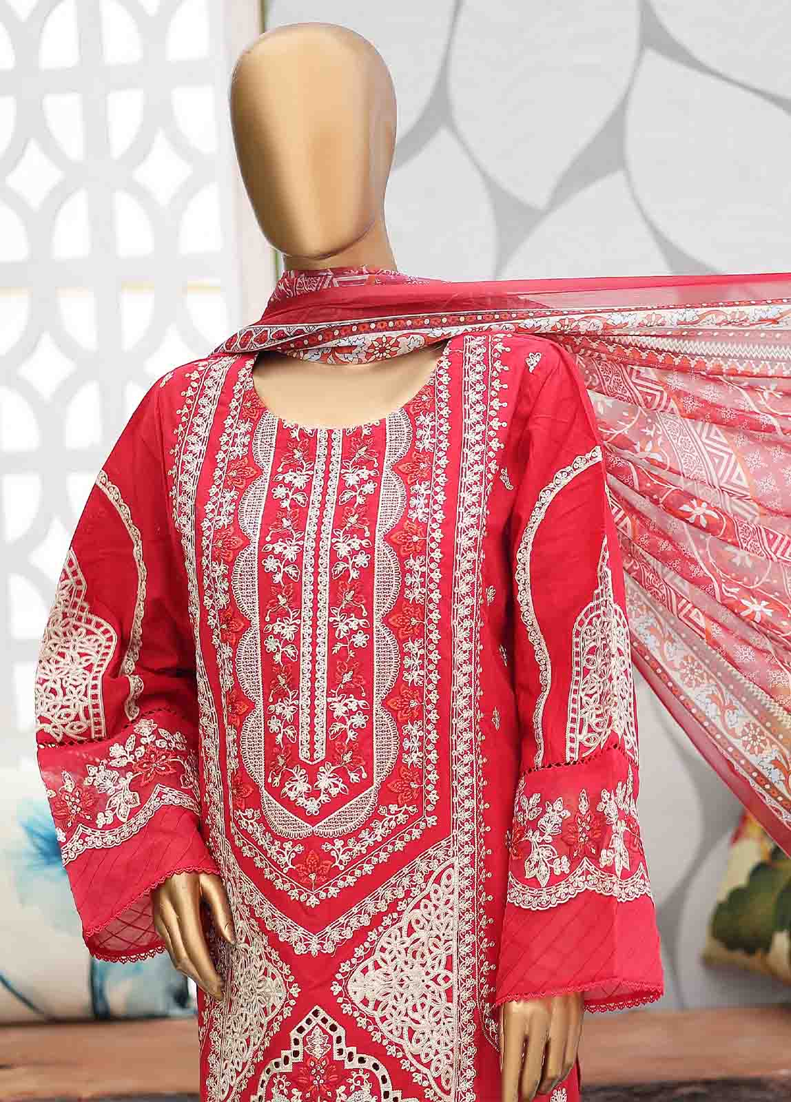 Bin Saeed Fabric - LF-CE-043 A- 3 Piece Embroidered Stitched Suit