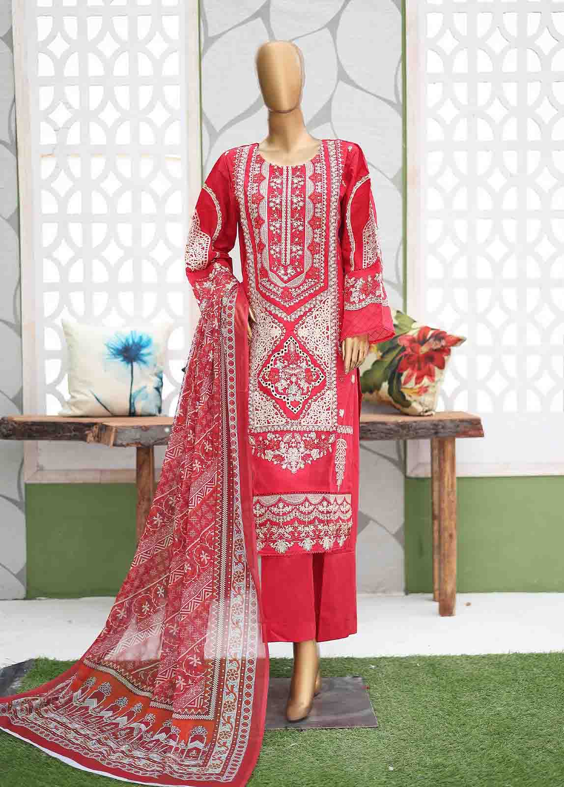Bin Saeed Fabric - LF-CE-043 A- 3 Piece Embroidered Stitched Suit