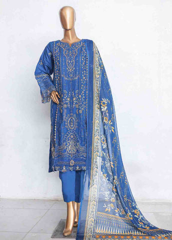 Bin Saeed Fabric - LF-CE-048 A -3 Piece Printed Embroidered Suit