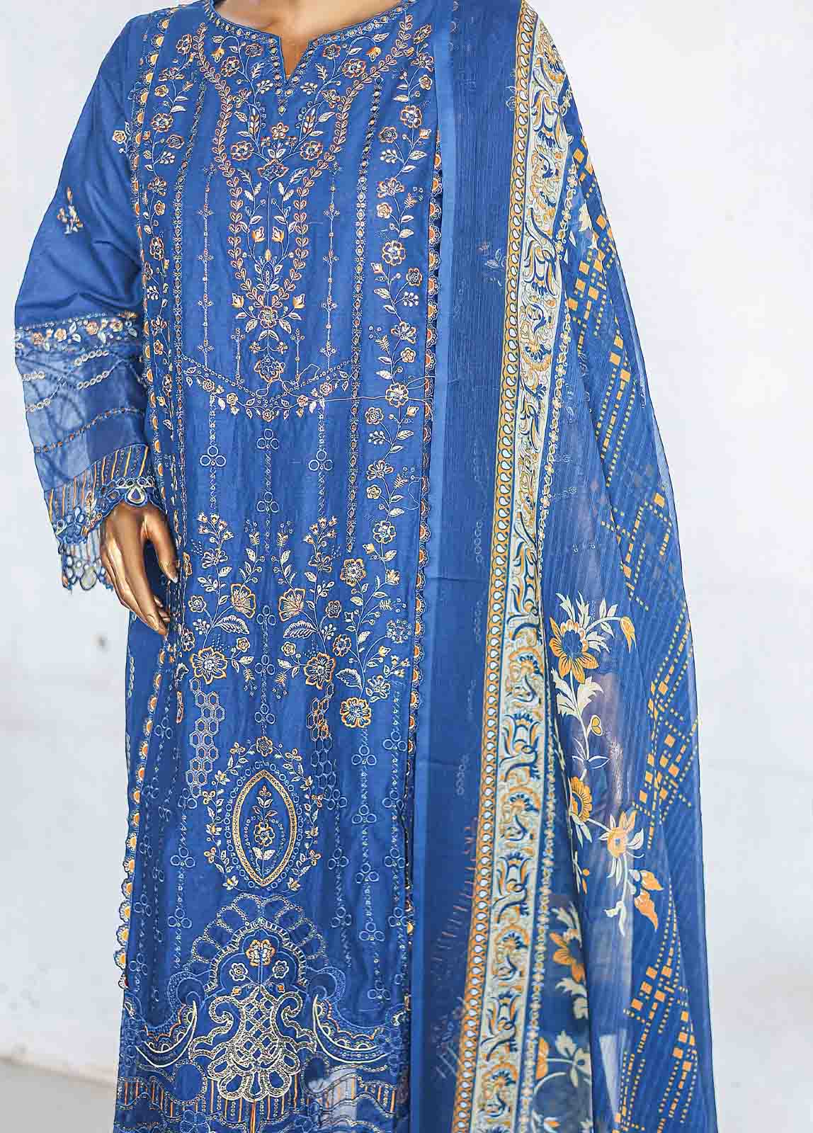 Bin Saeed Fabric - LF-CE-048 A -3 Piece Printed Embroidered Suit