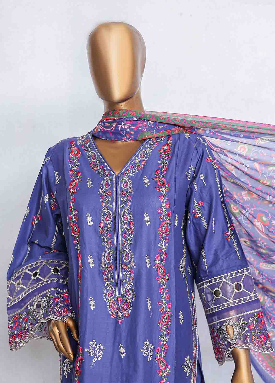 Bin Saeed Fabric - LF-CE-072 -3 Piece Printed Embroidered Suit