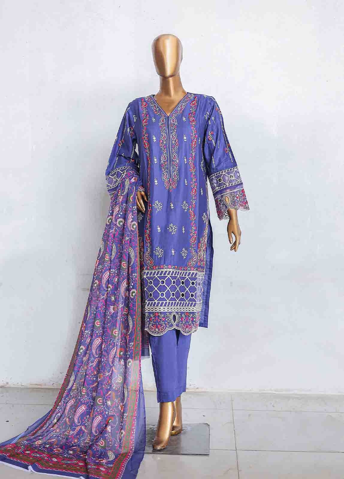 Bin Saeed Fabric - LF-CE-072 -3 Piece Printed Embroidered Suit