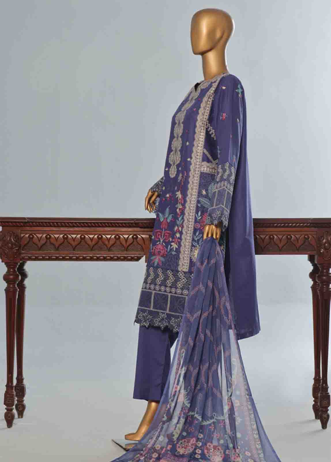 Bin Saeed Fabric - LF-CE-072 B- 3 Piece Embroidered Stitched Suit