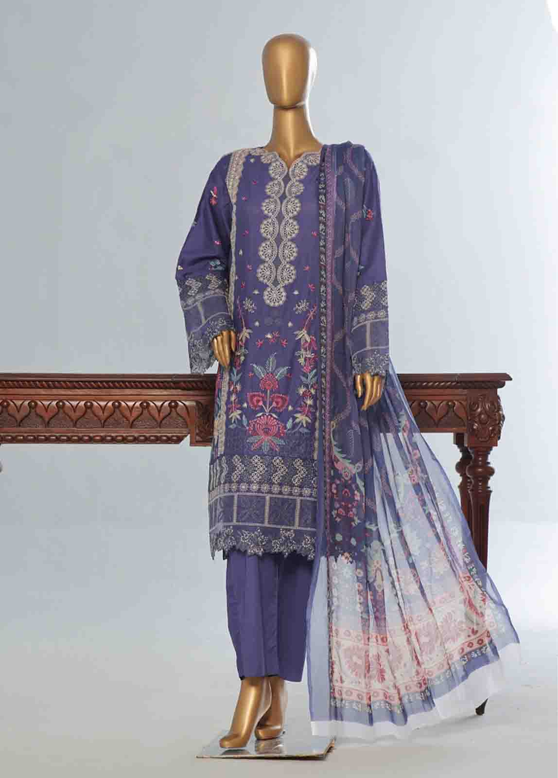 Bin Saeed Fabric - LF-CE-072 B- 3 Piece Embroidered Stitched Suit