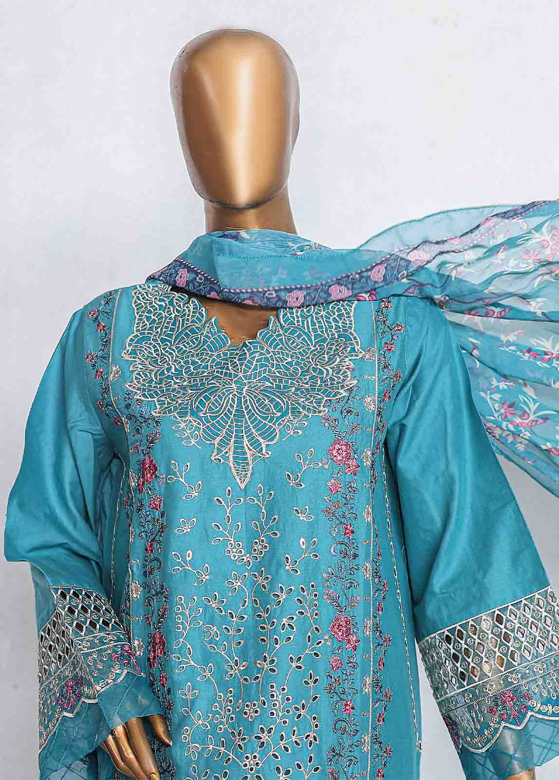 Bin Saeed Fabric - LF-CE-074 C -3 Piece Printed Embroidered Suit