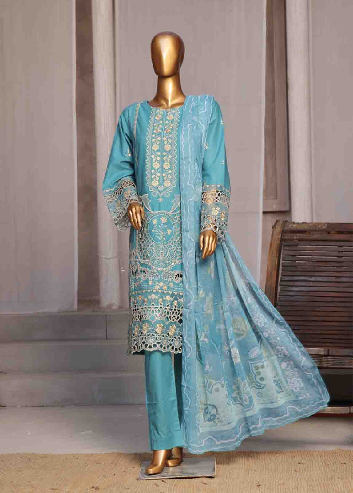 Bin Saeed Fabric - LF-CE-074 E- 3 Piece Embroidered Stitched Suit