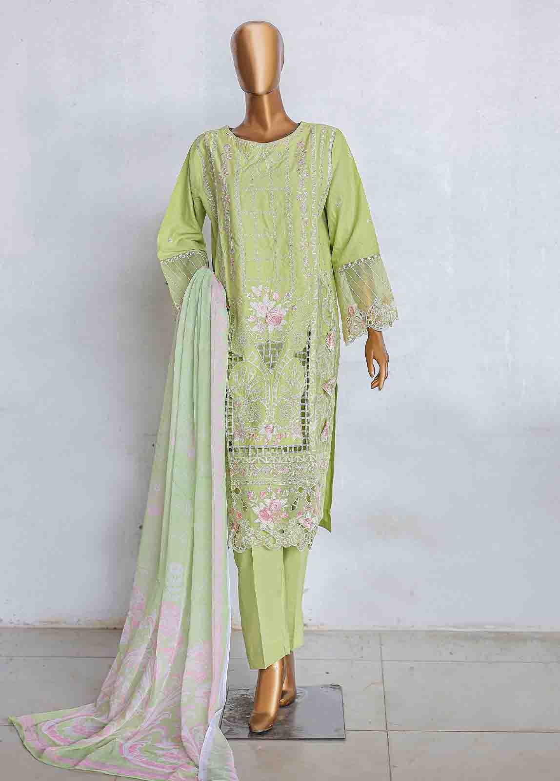 Bin Saeed Fabric - LF-CE-092 B -3 Piece Printed Embroidered Suit