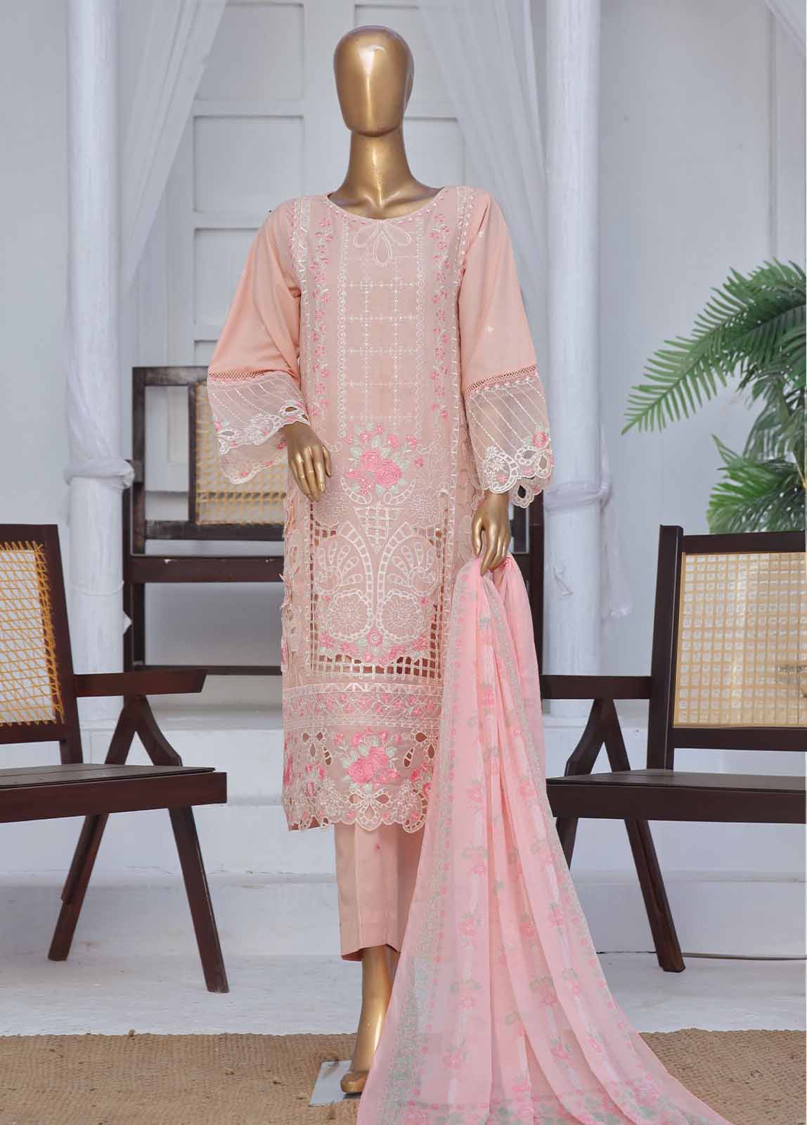 Bin Saeed Fabric - LF-CE-095 A- 3 Piece Embroidered Stitched Suit