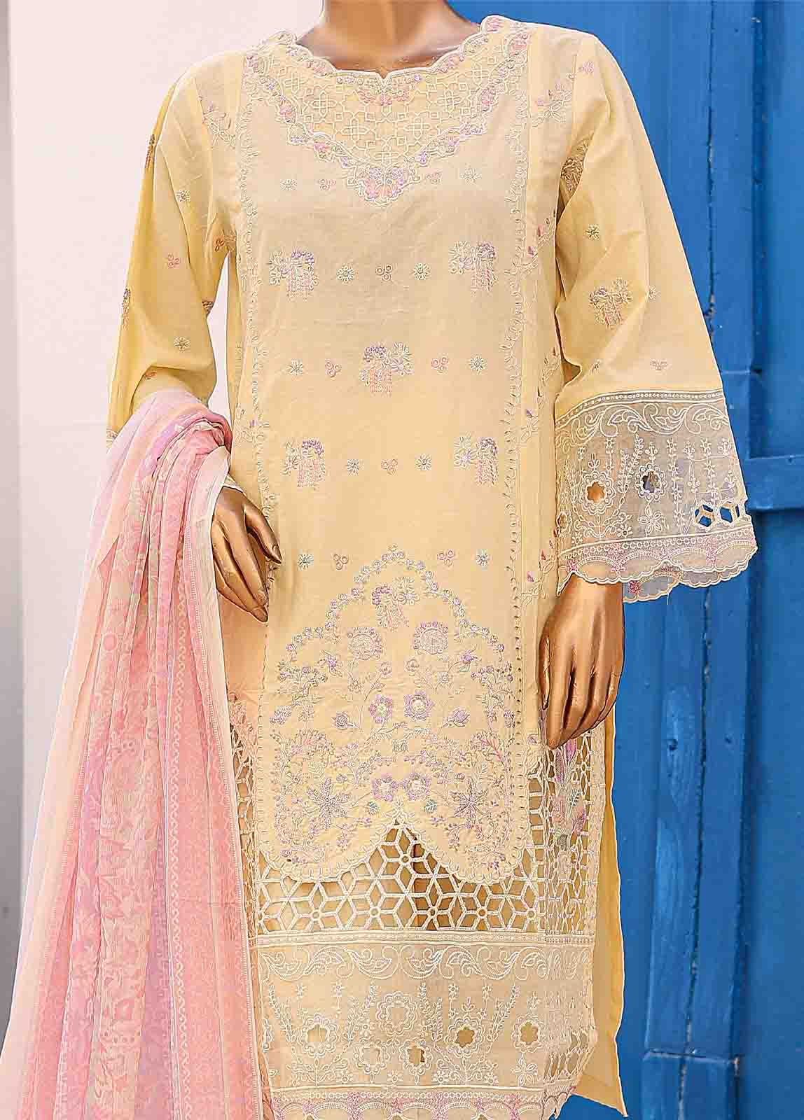 Bin Saeed Fabric - LF-CK-0136 C-3 Piece Chikankari Stitched Suit
