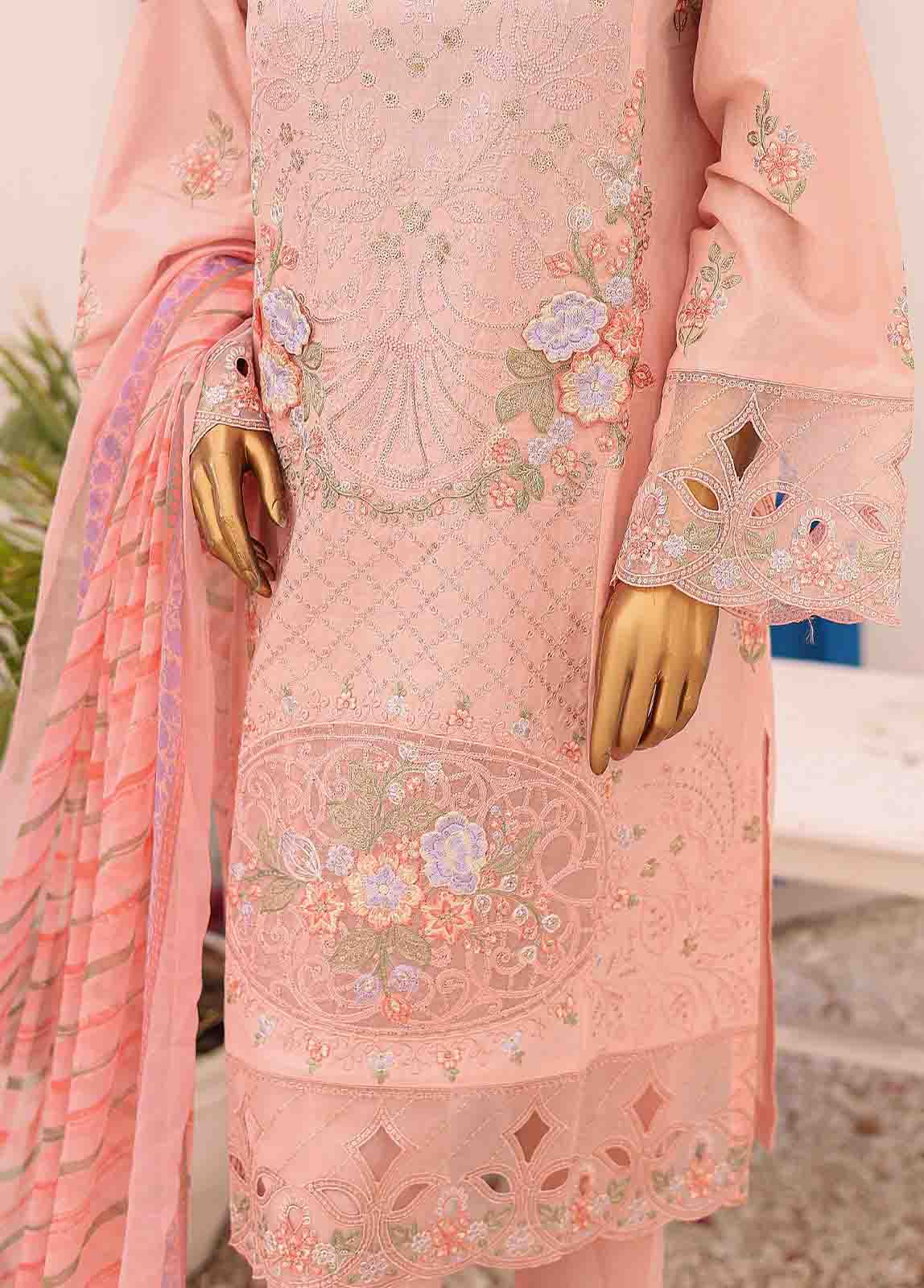 Bin Saeed Fabric - LF-CK-0139 C-3 Piece Chikankari Stitched Suit