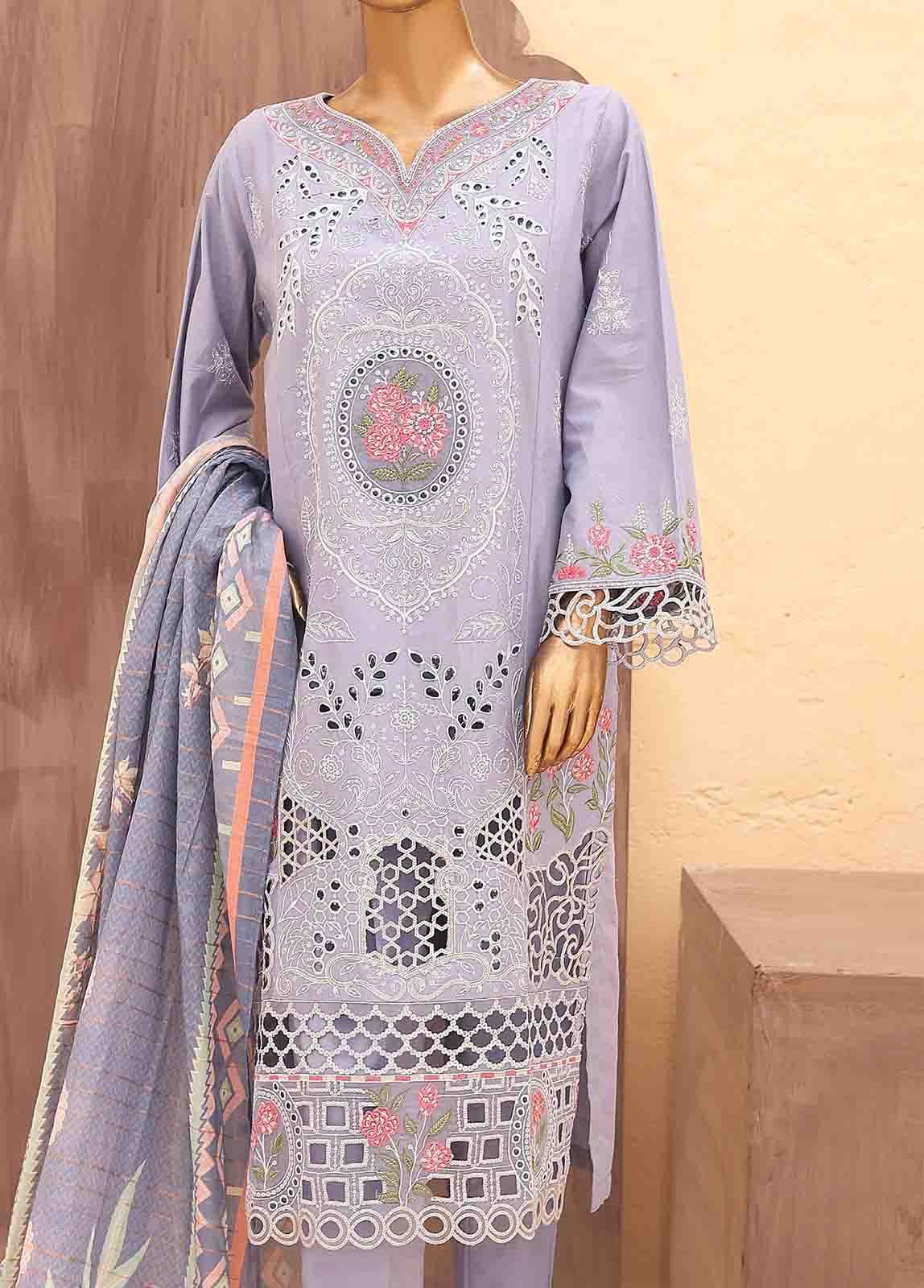 Bin Saeed Fabric - LF-CK-0143 A-3 Piece Chikankari Stitched Suit