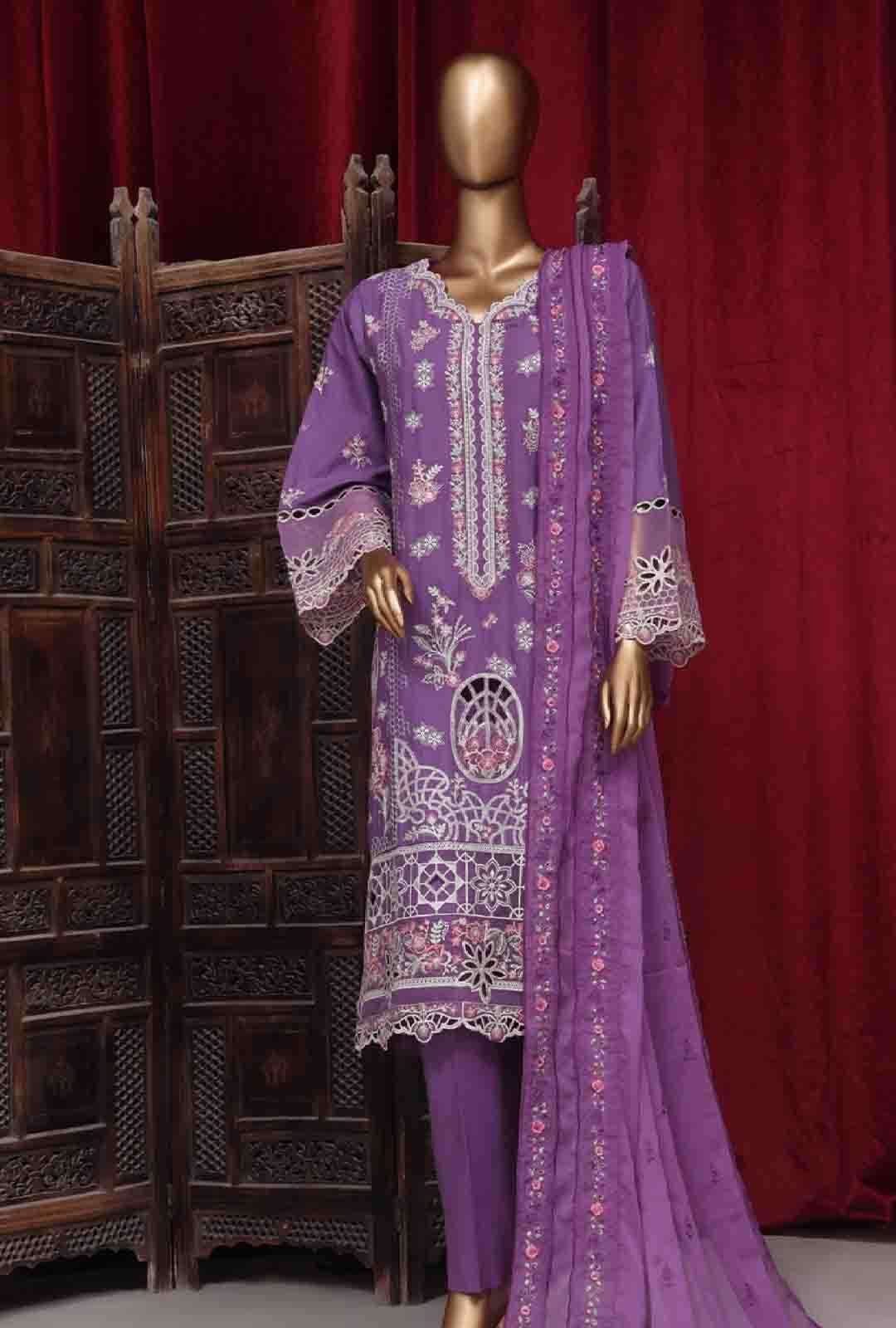 Bin Saeed Fabric - LF-D-147 B- 3 Piece Luxury Embroidered Stitched Suit