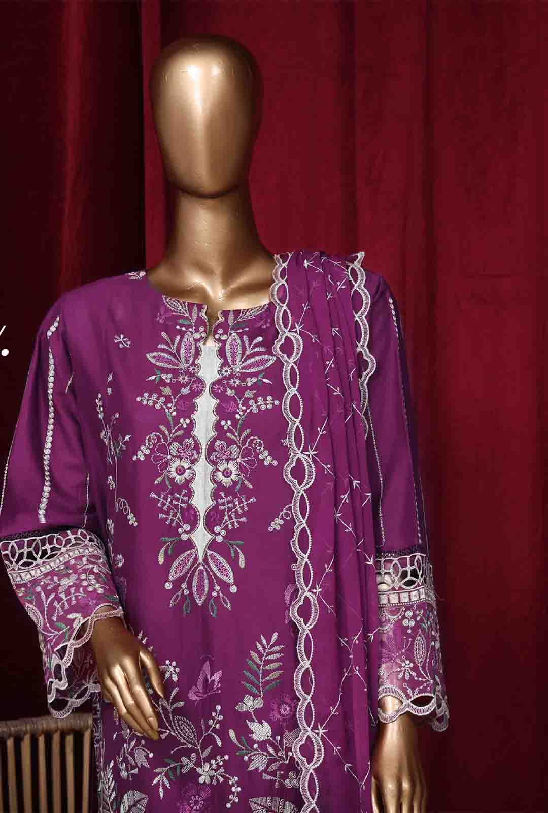 Bin Saeed Fabric - LF-D-39 A- 3 Piece Luxury Embroidered Stitched Suit