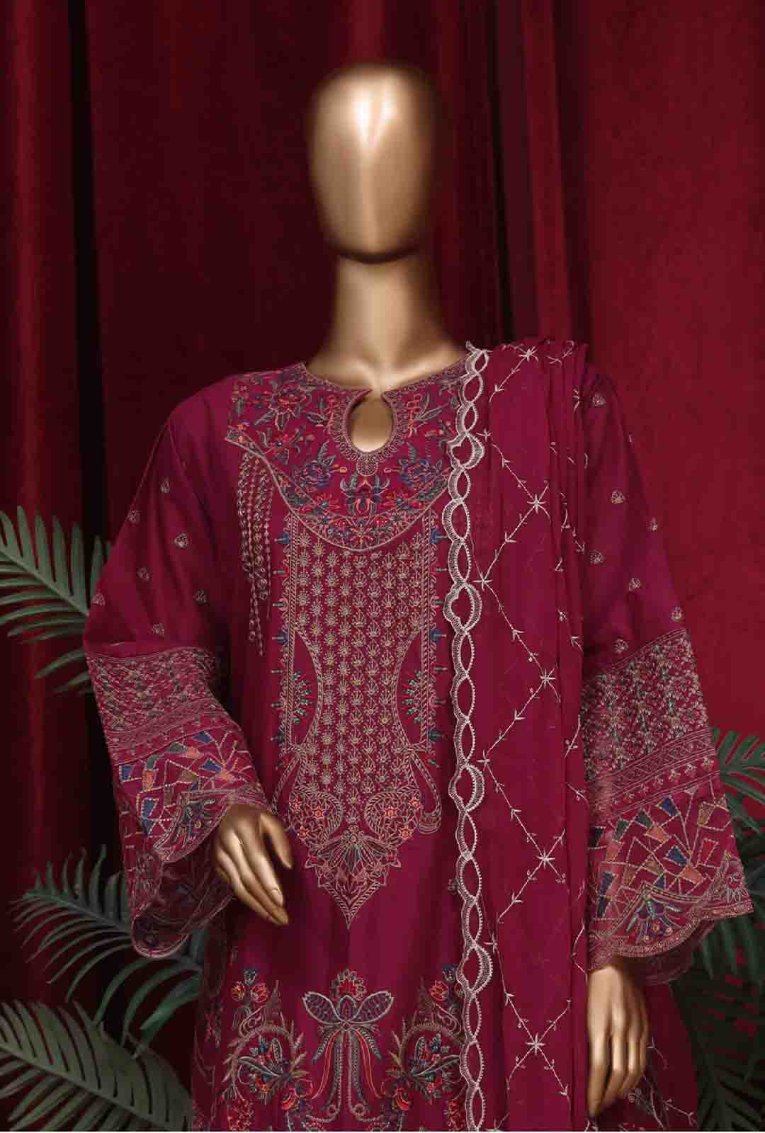 Bin Saeed Fabric - LF-D-39 C- 3 Piece Luxury Embroidered Stitched Suit