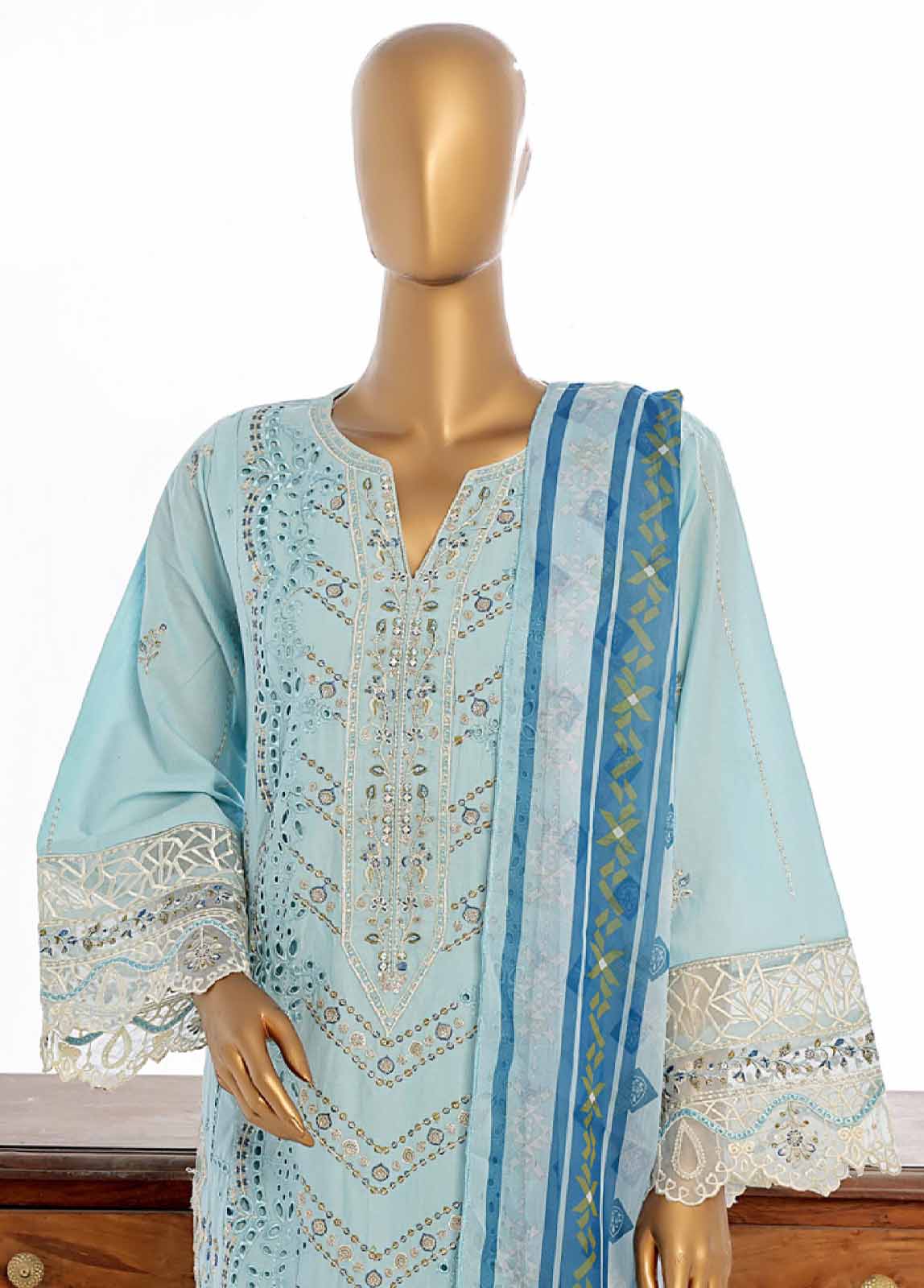 Bin Saeed Fabric - LF-EMB-0142C- 3 Piece Embroidered Stitched Suit