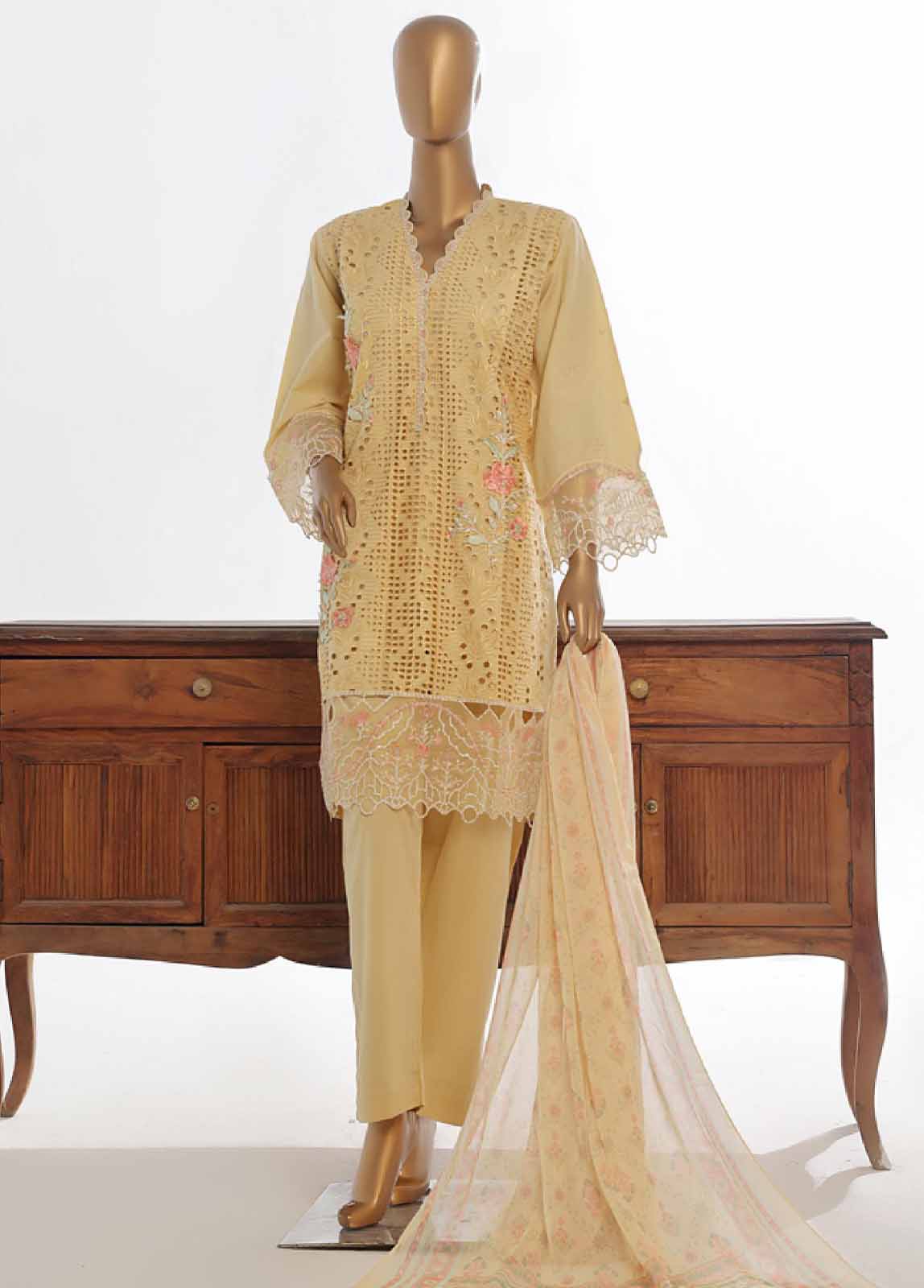 Bin Saeed Fabric - LF-EMB-019B- 3 Piece Embroidered Stitched Suit