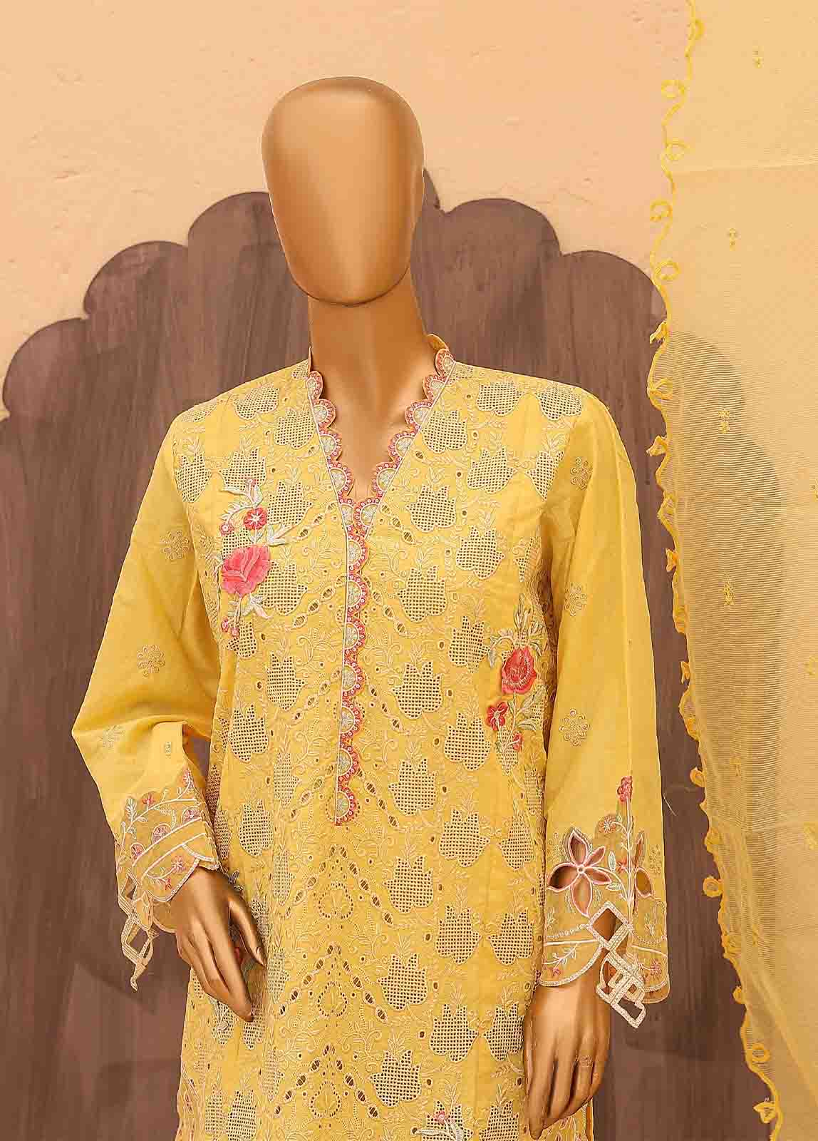Bin Saeed Fabric - LF-HR-0135 B-3 Piece Chikankari Stitched Suit