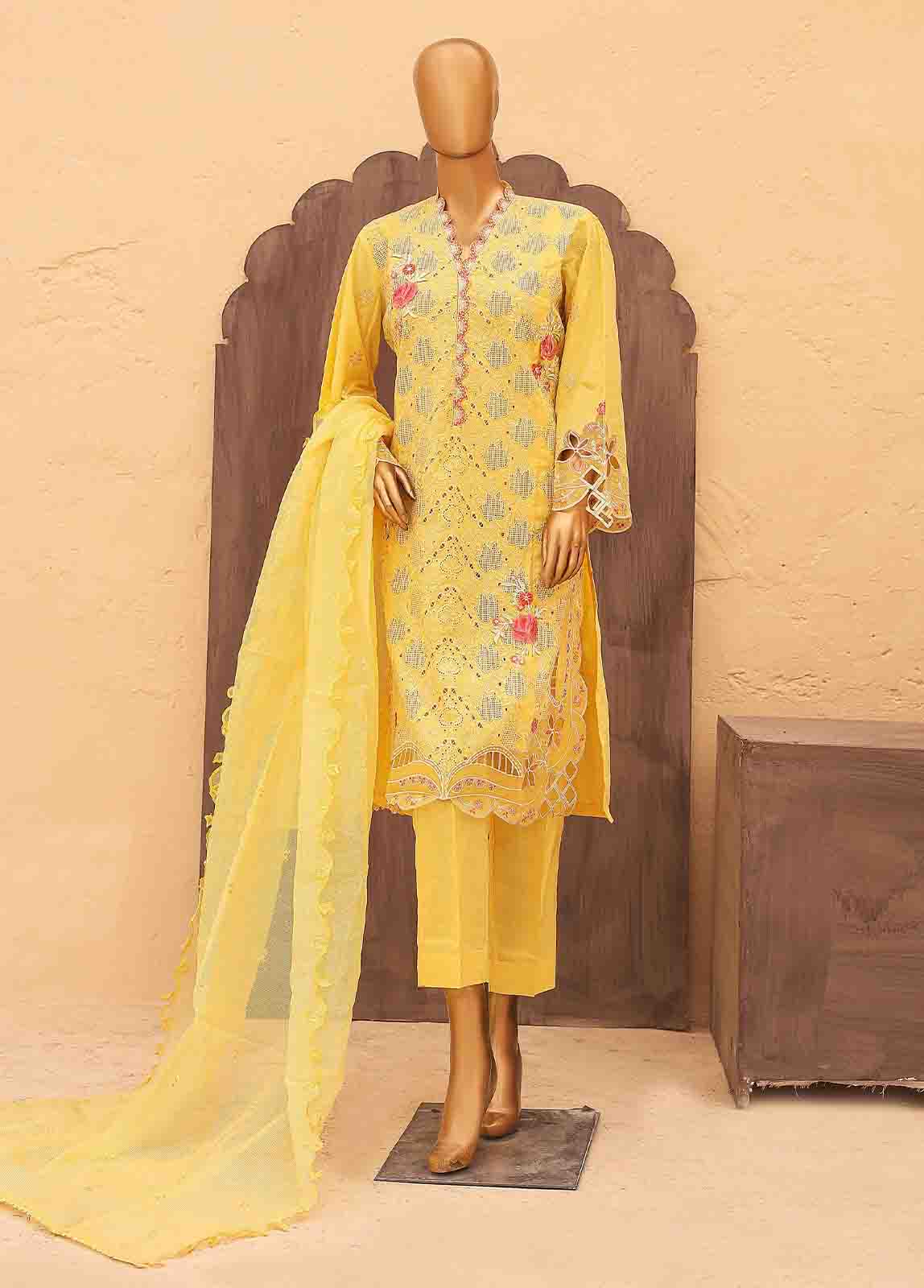 Bin Saeed Fabric - LF-HR-0135 B-3 Piece Chikankari Stitched Suit