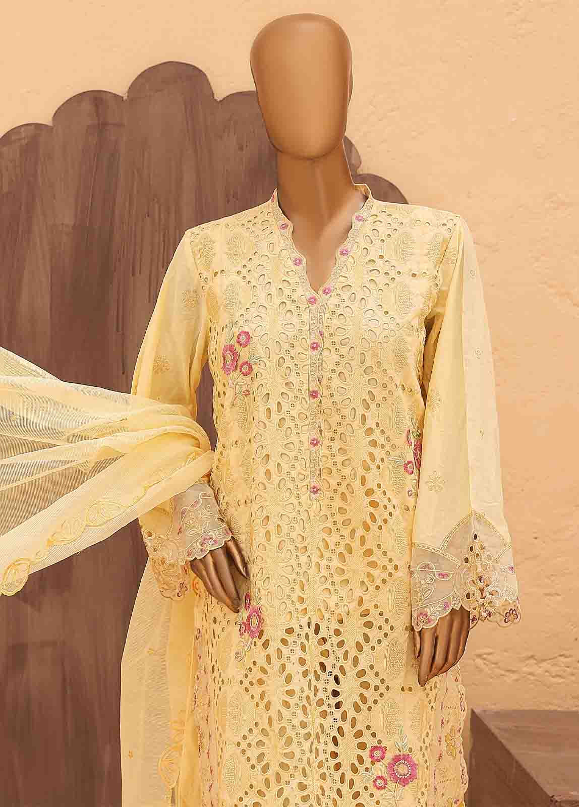 Bin Saeed Fabric - LF-HR-0136 B-3 Piece Chikankari Stitched Suit